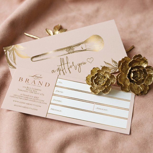Luxury Gold Makeup Beauty Brush Gift Certificate  (Luxury Gold Makeup Studio Gift Certificate)