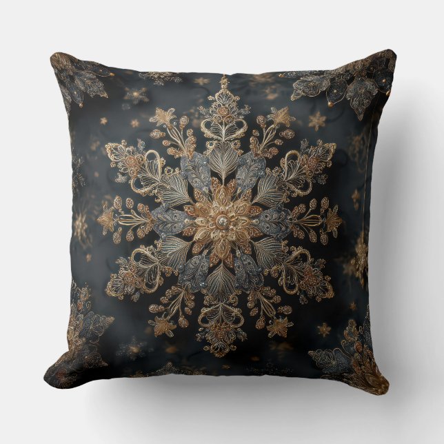 Luxury Gold Mandala Throw Pillow (Front)