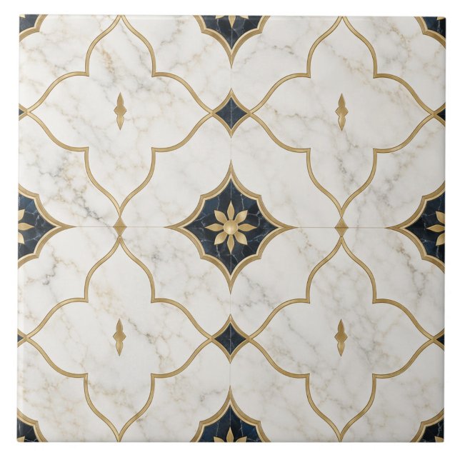Luxury Gold Marble effect - Geometric Pattern Tile (The complete ceramic tile design. Tiles sold individually.)
