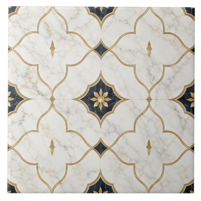 Luxury Gold Marble effect - Geometric Pattern Tile (Front)