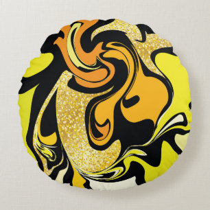 Luxury gold marble texture round pillow