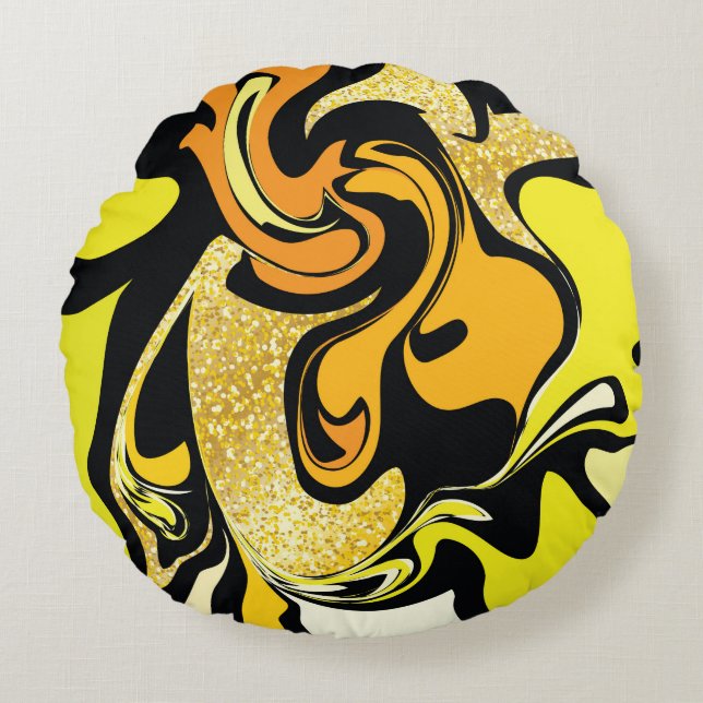 Luxury gold marble texture round pillow (Front)