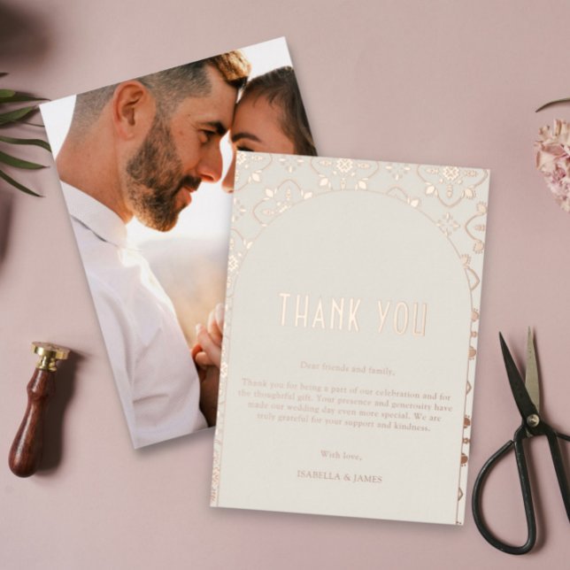 Luxury Gold Mediterranean Tile Wedding Thank You (Creator Uploaded)