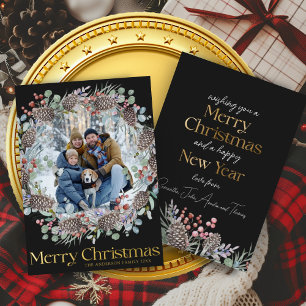 Luxury Gold Merry Christmas & Wreath Foil Holiday Card