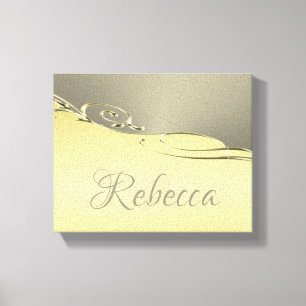 Luxury gold metal decorative on gold and silver canvas print