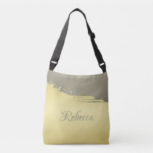 Luxury gold metal decorative on gold and silver crossbody bag