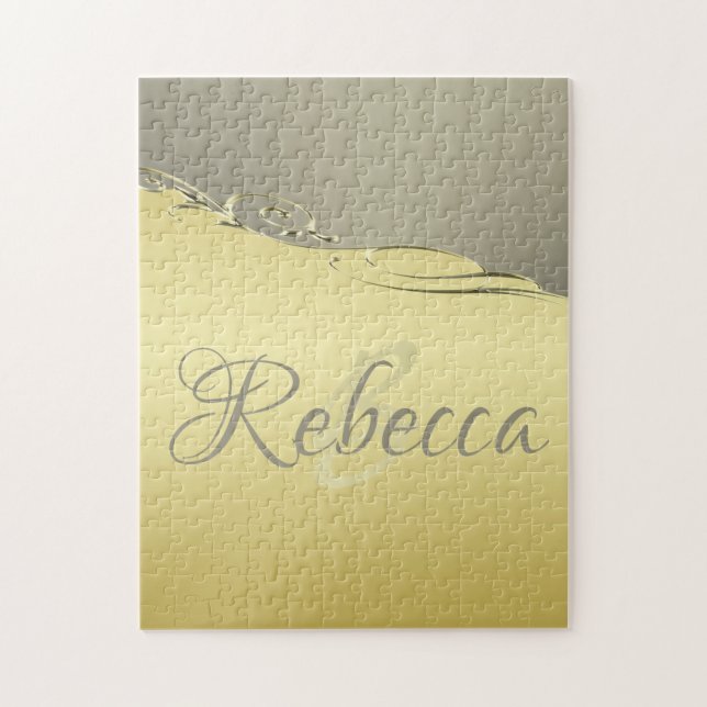 Luxury gold metal decorative on gold and silver jigsaw puzzle (Vertical)