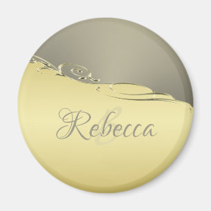 Luxury gold metal decorative on gold and silver magnet