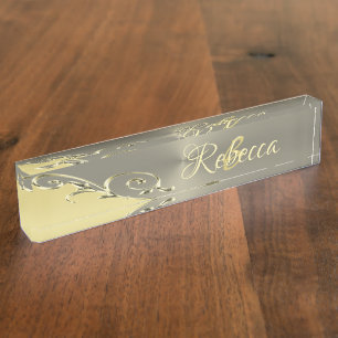 Luxury gold metal decorative on gold and silver nameplate