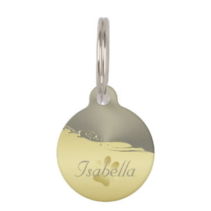 Luxury gold metal decorative on gold and silver pet tag