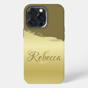 Luxury gold metal decorative on Military gold iPhone 13 Pro Case