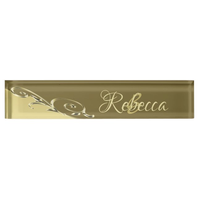 Luxury gold metal decorative on Military gold Nameplate (Front)