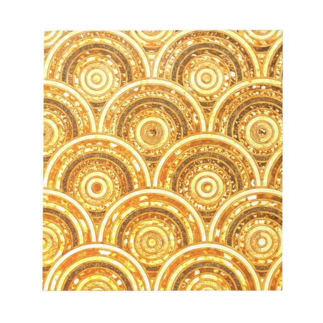 Luxury Gold Metal Foil Glitter Dots Circles Notepad (Front)