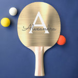Luxury Gold Metallic Foil Monogram Name Initial Ping Pong Paddle<br><div class="desc">Luxury Gold Faux Metallic Foil Elegant Monogram Ping Pong Paddle. This monogrammed Ping Pong Paddle can be customized to include your initial and first name and makes a great girly birthday or wedding bachelorette party gift.</div>