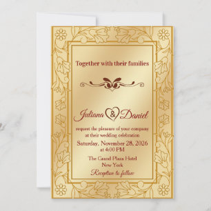 Luxury Gold Metallic Ornamental Wedding Invitation