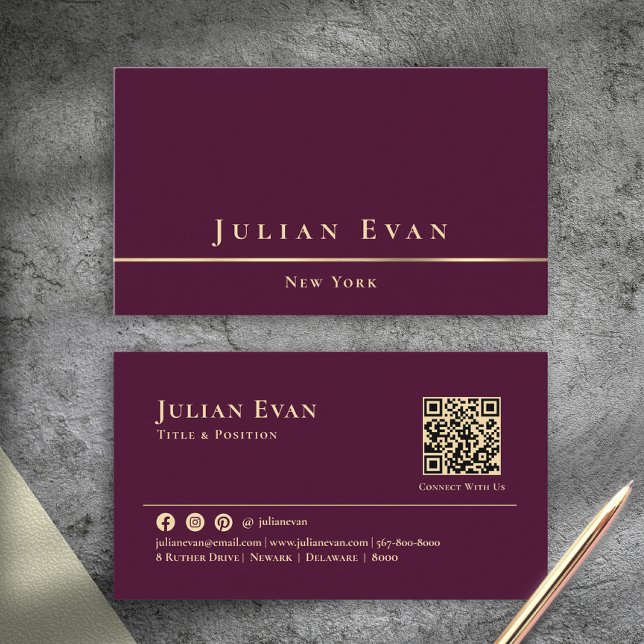 Luxury Gold Minimalistic Burgundy Wine Classy Business Card (Luxury Gold Minimalistic Burgundy Wine Classy Business Card)