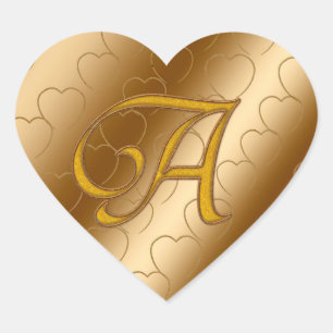 Luxury Gold Monogram A Heart Sticker