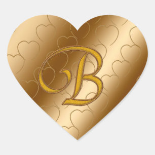 Luxury Gold Monogram B Heart Sticker
