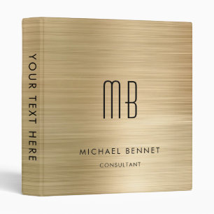 Luxury Gold Monogram Business Binder