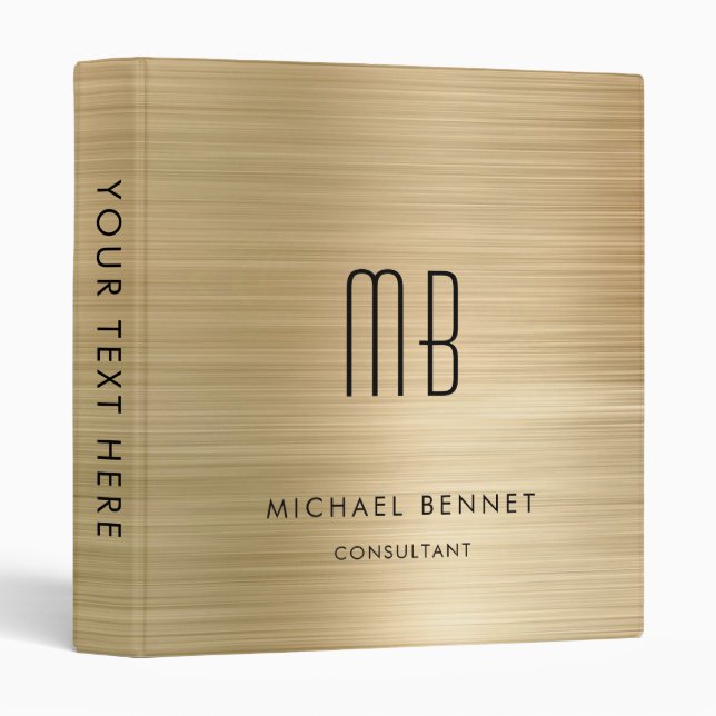 Luxury Gold Monogram Business Binder (Front/Spine)
