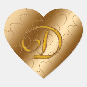 Luxury Gold Monogram D Heart Sticker