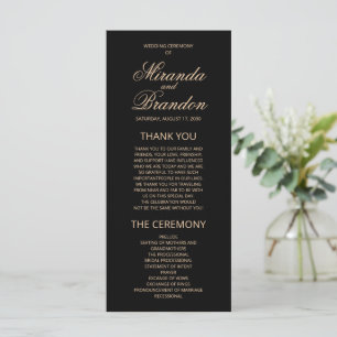 Luxury Gold Monogramme Black Wedding Programme