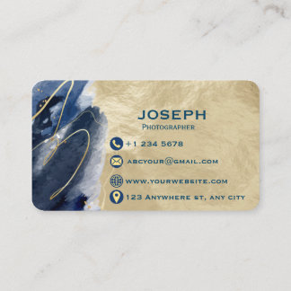 Luxury Gold & Navy Abstract Photographer Business  Card