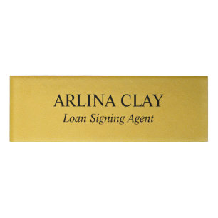 Luxury Gold Notary Loan Signing Agent Name Badge