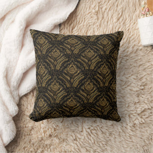 Luxury Gold Ornamental Damask Pattern Throw Pillow
