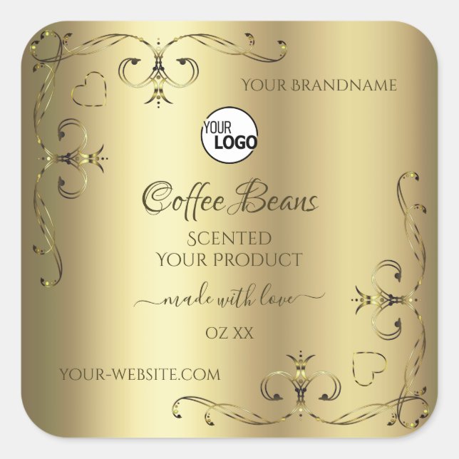 Luxury Gold Ornate Corners Product Labels and Logo (Front)