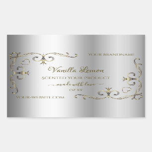 Luxury Gold Ornate Corners Silver Product Labels