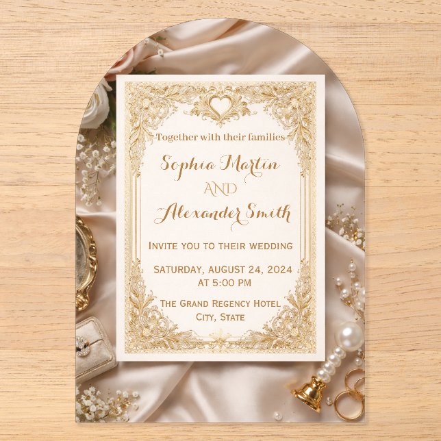 Luxury Gold Ornate Wedding Invitation (Front)