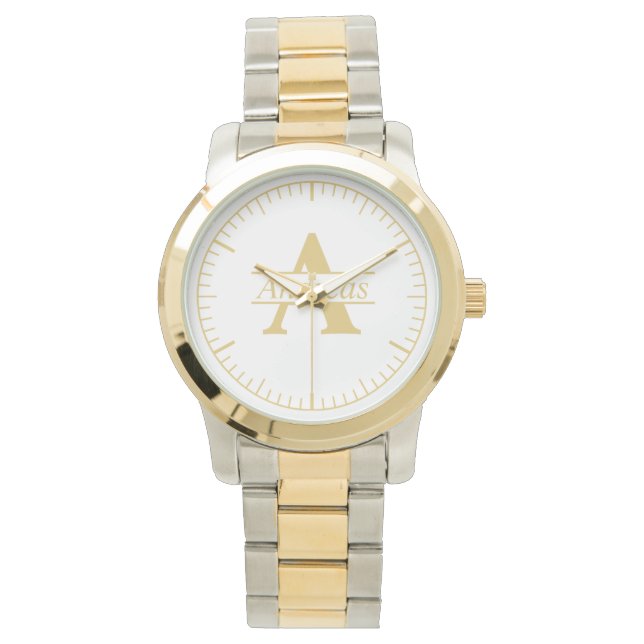 Luxury Gold Personalized Monogram and Name Watch (Front)