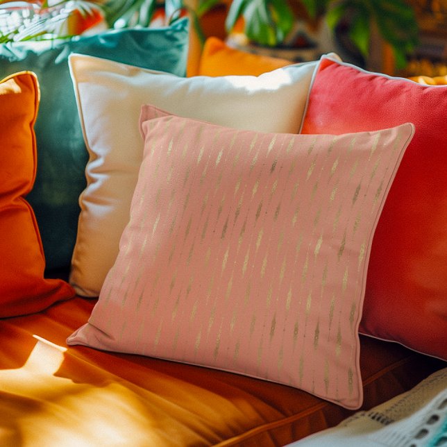 Luxury gold & pink geometric pattern throw pillow (Creator Uploaded)