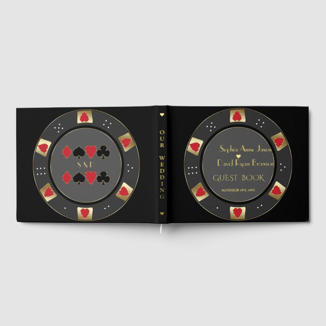 Luxury Gold Poker Chip Casino Wedding Guest Book (Full)