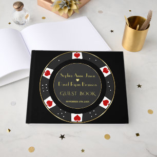 Luxury Gold Poker Chip Casino Wedding Guest Book