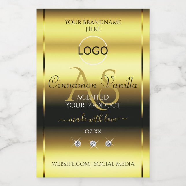Luxury Gold Product Labels Jewels Monogram Logo (Single Label)