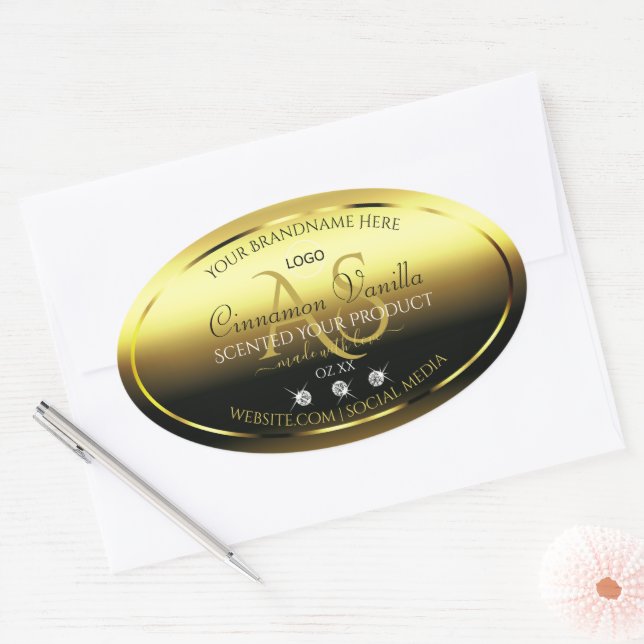 Luxury Gold Product Labels Jewels Monogram Logo (Envelope)