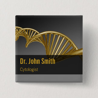 Luxury Gold Professional Medical DNA Strand 2 Inch Square Button