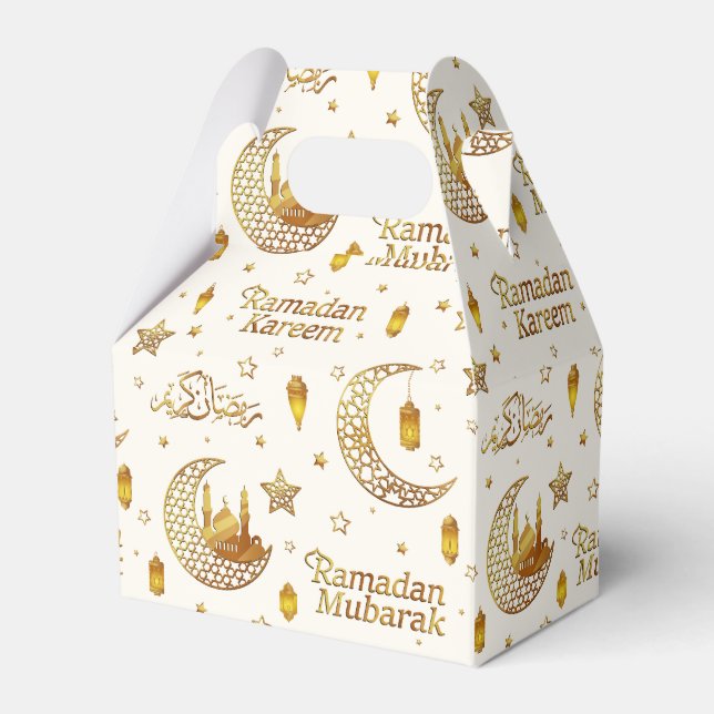 Luxury Gold Ramadan Mubarak Calligraphy Islamic Favor Box (Front Side)