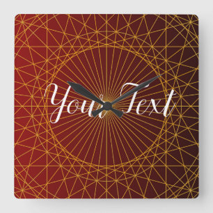 luxury gold red gradient mandala Wall Clock