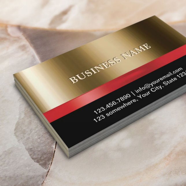 Luxury Gold Red Ribbon Beauty Salon Spa Business Card (Creator Uploaded)