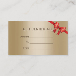 Luxury Gold Red Ribbon Gift Certificate