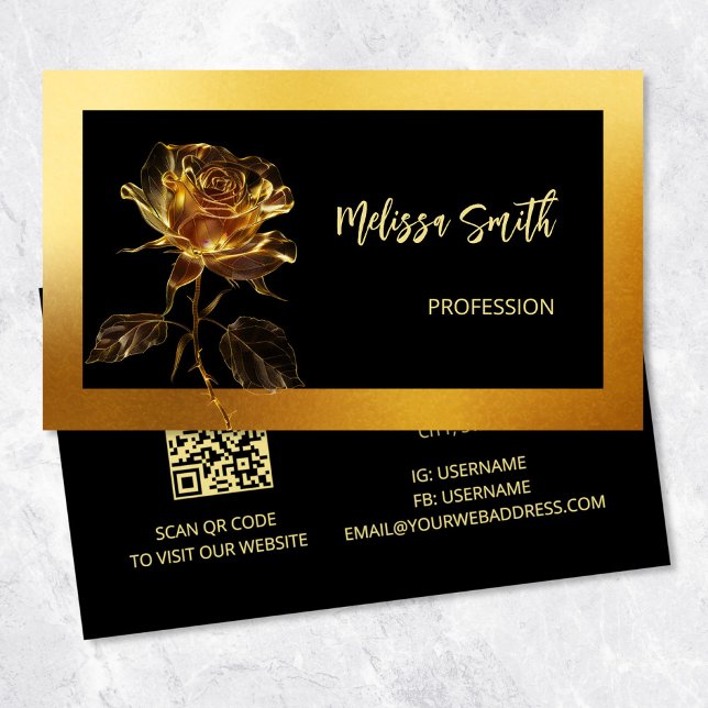 Luxury Gold Rose Flower Business Card (Creator Uploaded)