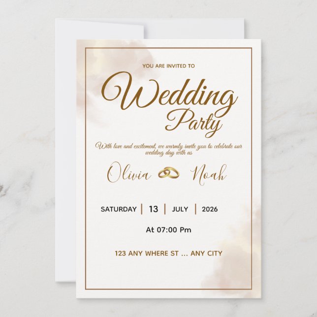 Luxury Gold Script Wedding Invitation (Front)