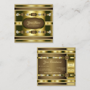 Luxury Gold Shimmer with Sparkling Rhinestones Square Business Card