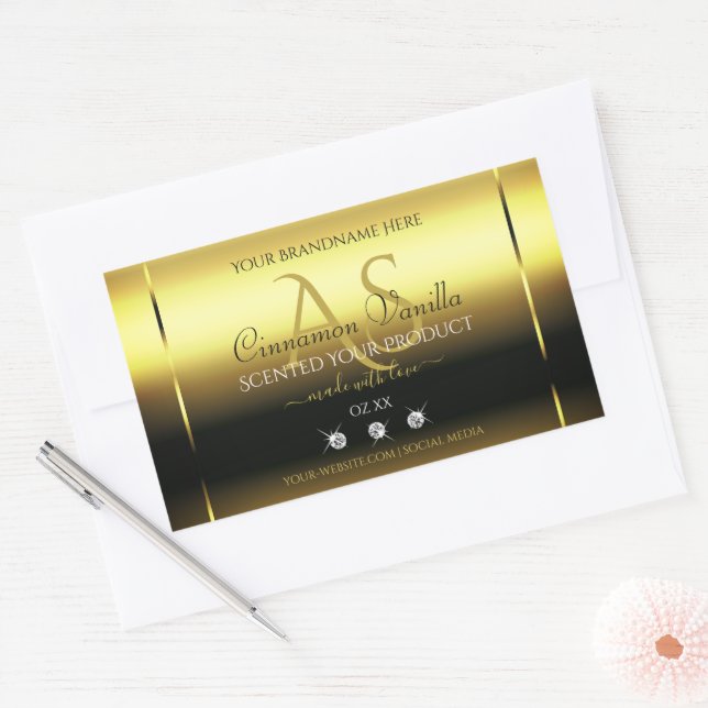 Luxury Gold Shimmery Product Label Jewels Monogram (Envelope)
