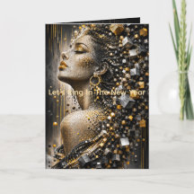 Luxury Gold Silver Mosaic Woman Portrait