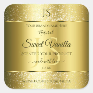 Luxury Gold Soft Glitter Initials Product Labels