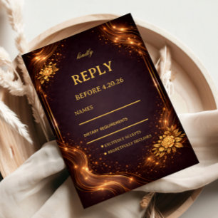Luxury Gold Sparkle Wave RSVP Card